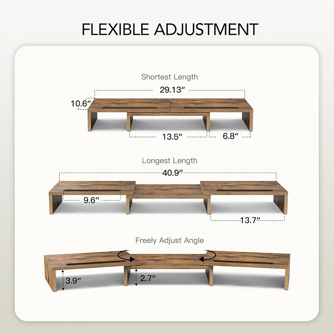 AMERIERGO Dual Monitor Stand Riser- 3 Shelf Screen Stand - Image 6