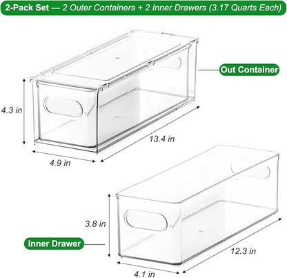 Taiuloo 2 Pack Stackable Refrigerator Organizer Bins - Image 2