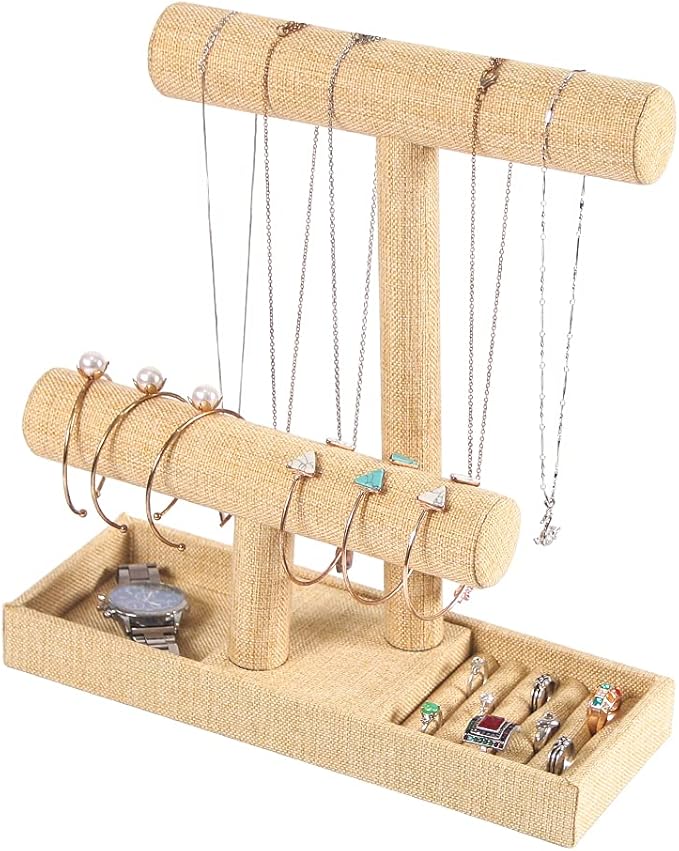 Coward 2 Tier Necklace Bracelet Holder Organizer by FocusOnJewelryDisplay15yrs