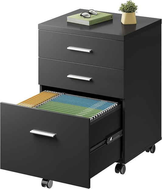 DEVAISE 3 Drawer File Cabinet for Home Office, Wood Under Desk Filing Cabinet by DEVAISE