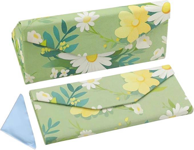 Foldable Glasses Case, Magnetic PU Leahter Sunglasses Case, Cute Hard Shell by FLYINGMAGE