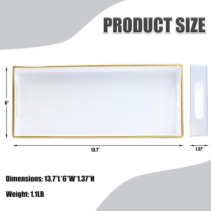 White Bathroom Vanity Tray for Countertop, Small Plastic Toilet Tank Versatile - Image 5