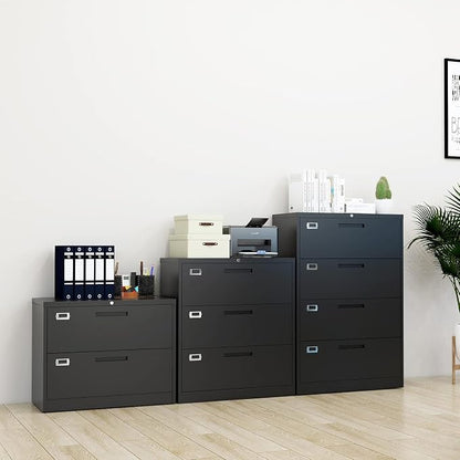 Lateral File Cabinet with Lock, 2 Drawer Large Metal Filing Cabinet, Home - Image 7