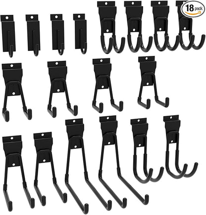 18-Pack Heavy-Duty Slatwall Hooks in Black, Firmly and Durable Garage Wall by Unknown