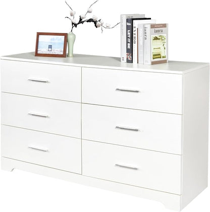 Karl home 6 Drawer Dresser, Wood White Vanity Drawer Cabinet, Bedroom Storage - Image 9