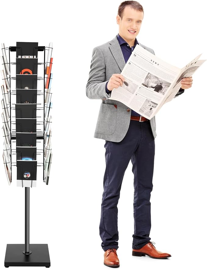 36-Pocket Rotating Magazine Rack, 360° Floor Brochure Display Stand by Unknown