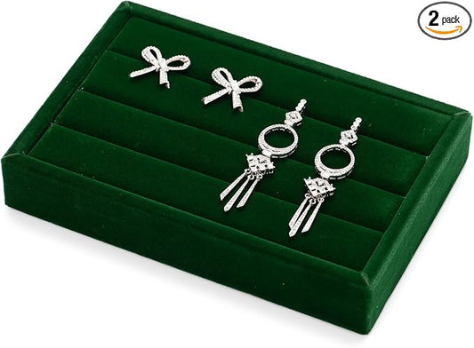 Oirlv 3 Slots Velvet Small Ring Organizer Earrings Trays Showcase Display by Oirlv