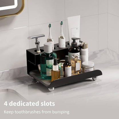 Quick Dry Electric Toothbrush Holder 4 Slots Metal Bathroom Counter Organizer - Image 3