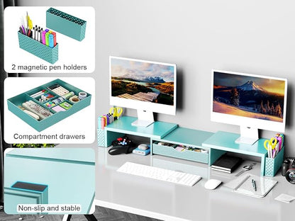 Spacrea Metal Desk Organizers and Accessories, Dual Monitor Stand Riser - Image 6