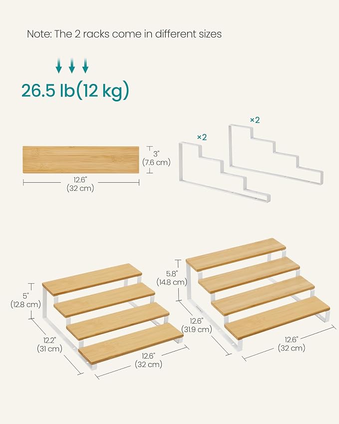 SONGMICS Display Risers, 4-Tier Cupcake Stand Holder, Spice Rack, Shelf Risers - Image 6