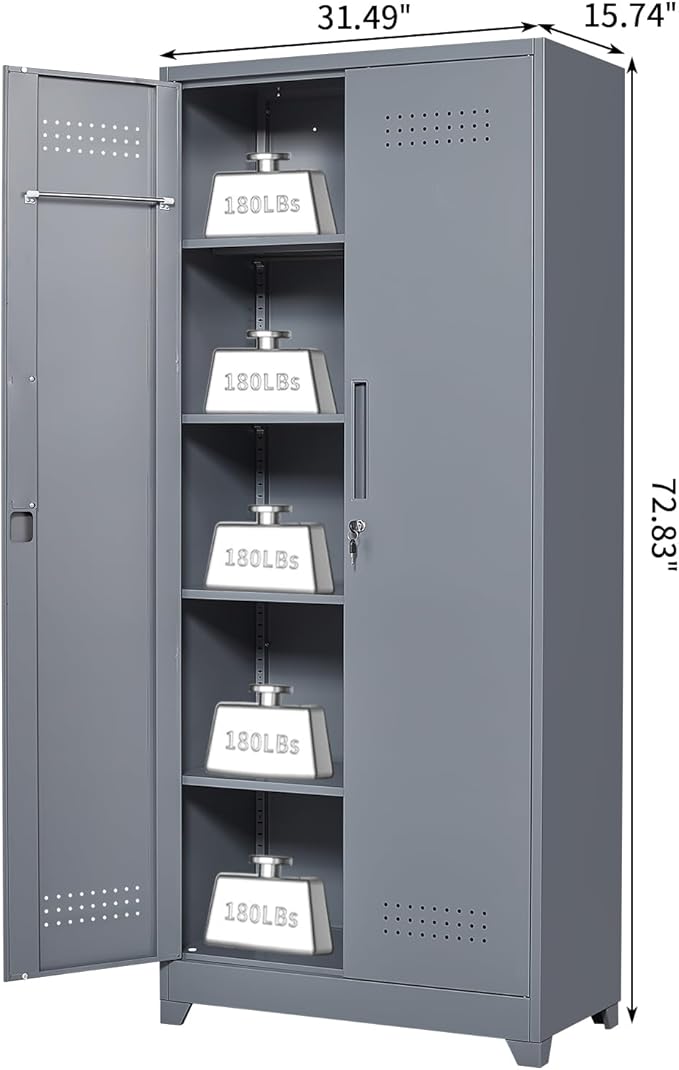 Metal Tool Storage Cabinet, Broom Closet - Image 3