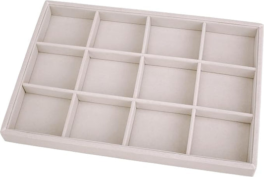 Mornajina 12 Grids Velvet Jewelry Tray Jewelry Display Tray, Stackable Empty by Mornajina