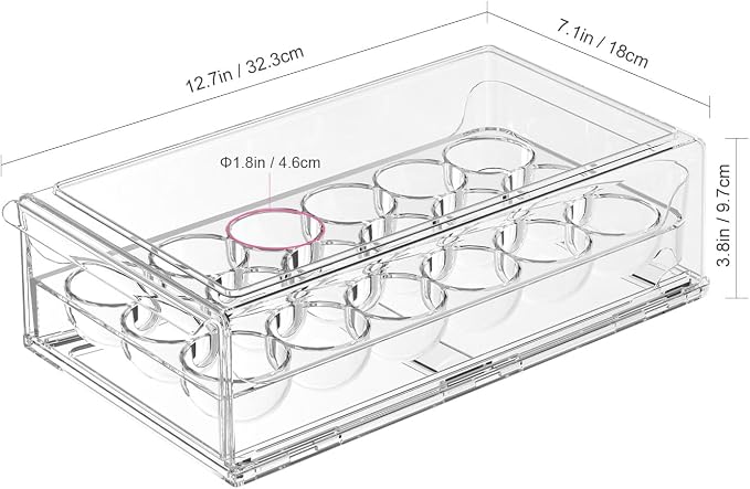 Egg Storage for Refrigerator, Stackable 18 Egg Holder for Fridge, BPA Free - Image 2