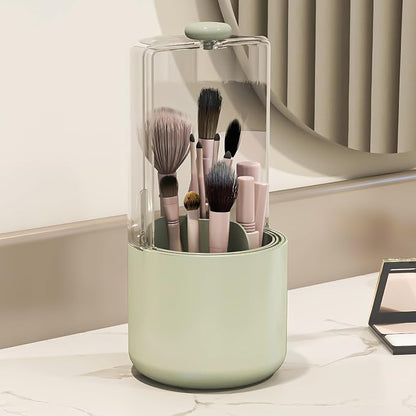 Makeup Brush Holder with Dustproof Cover, Sage Green - Image 7