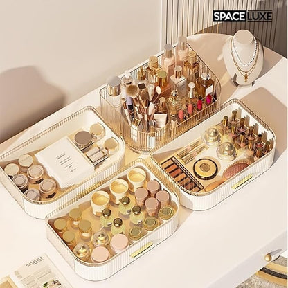 Makeup Organizer with Drawers and 360° Rotating Brush Holder, Large Capacity - Image 5