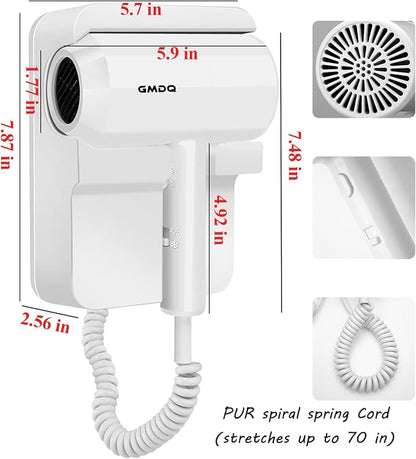 Hotel Wall Mounted Hair Dryer for Bathroom, Restroom Professional Blow Dryer - Image 4