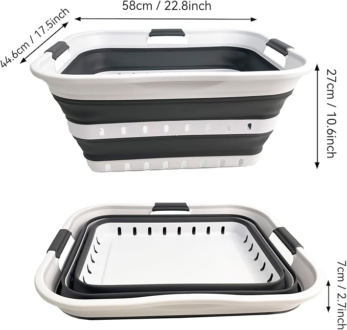 SAMMART Collapsible Plastic Rectangular Laundry Basket - Image 3