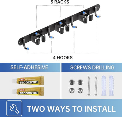 ZONGOOL Mop and Broom Holder Wall Mount, Broom Organizer Mop and Broom Storage - Image 6