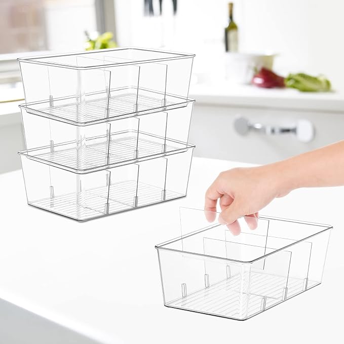 wilfox Pantry Organization, 3 Pack Clear Organizer Bins - Image 4
