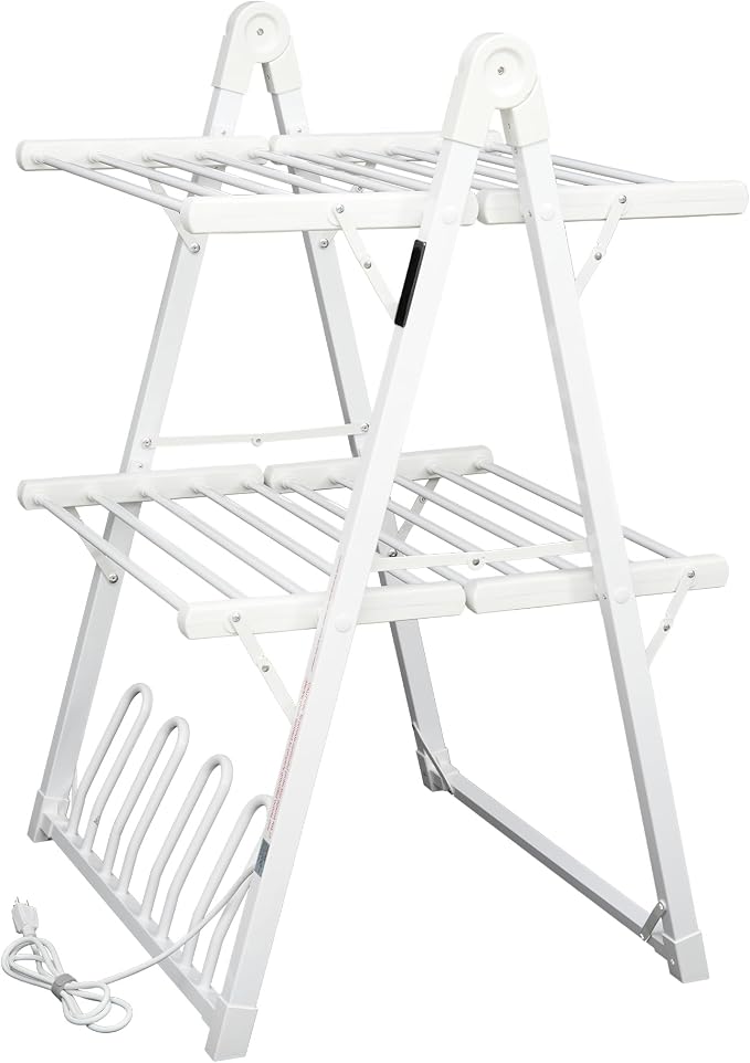 Electric Heated Clothes Drying Rack, Foldable Heated Garment Dryer by SHARNDY