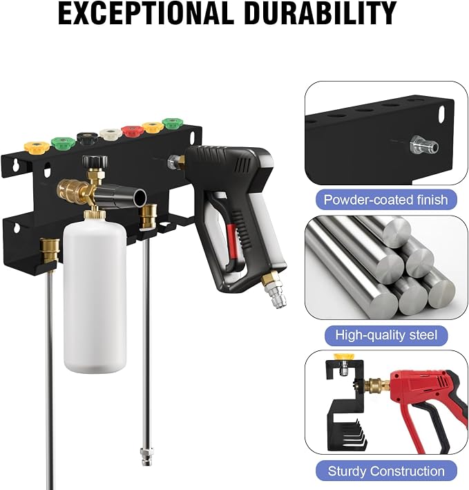 Wall Mounted Pressure Washer Gun & Foam Cannon Holder, Car Wash Accessories - Image 4