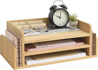 KIRIGEN Wood 3-Tier Office Desktop Document Tray by KIRIGEN