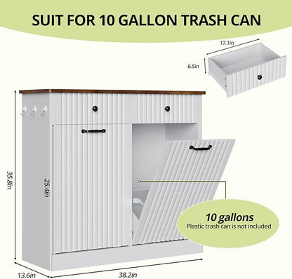 Double Tilt Out Trash Can Cabinet, 20 Gallon Fluted Laundry Hamper Cabinet - Image 2