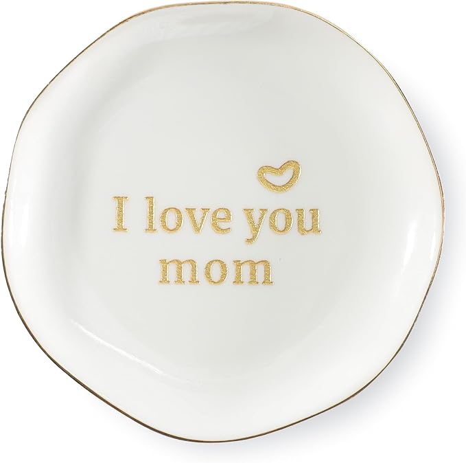 HOME SMILE I Love You Mom Ring Dish Jewelry Tray-Mother's Day Birthday Gifts by HOMESMILE