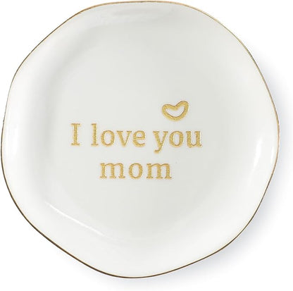 HOME SMILE I Love You Mom Ring Dish Jewelry Tray-Mother's Day Birthday Gifts by HOMESMILE
