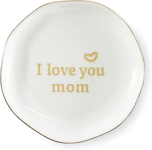 HOME SMILE I Love You Mom Ring Dish Jewelry Tray-Mother's Day Birthday Gifts by HOMESMILE
