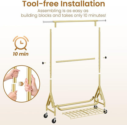Double Rods Clothing Rack, Heavy Duty Clothes Rack - Image 5
