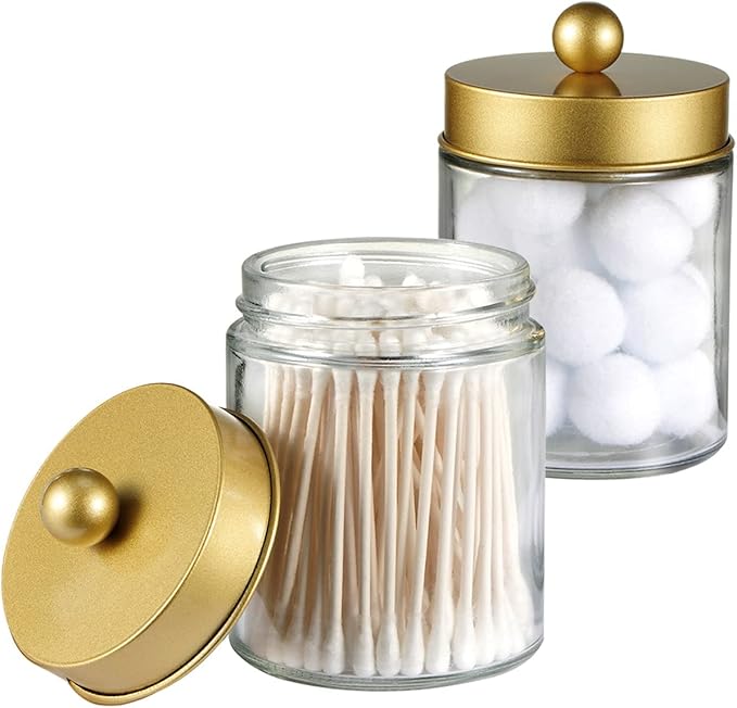 Amolliar 6Pc Apothecary Jars Bathroom Vanity Organizer- Rustic Farmhouse Decor - Image 3