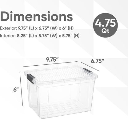 Superio Storage Bins with Lids- 4 Pack, 4.75 Qt Clear Boxes - Image 2