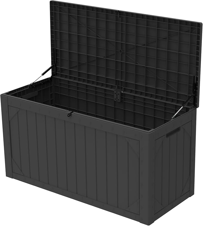100 Gallon Resin Deck Box, Waterproof Outdoor Storage Box by Unknown