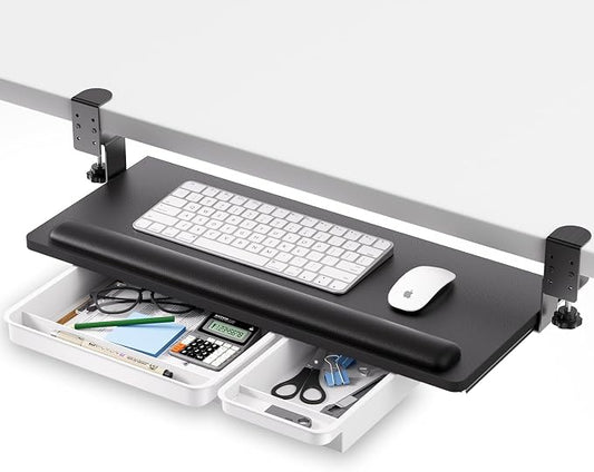 Keyboard Tray Under Desk with a Soft Wrist Rest，Under Desk Keyboard Tray Slide by Omhuzsyo