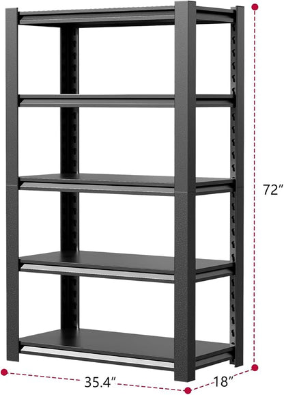 36" W Storage Shelves 2500LBS Garage Shelving Heavy Duty 5 Tier Adjustable - Image 3