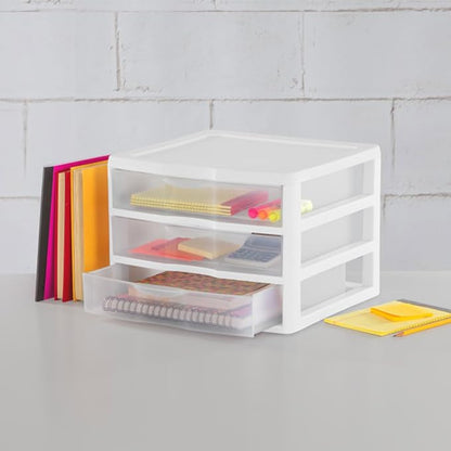 Sterilite 6-Pack Wide 3 Drawer Unit, Plastic Desktop Organizer - Image 2