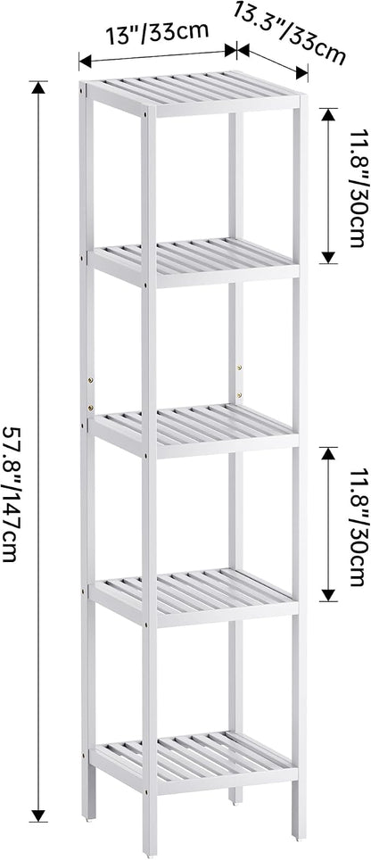 SMIBUY Bathroom Storage Shelf, 5-Tier Bamboo Rack Organizer - Image 3