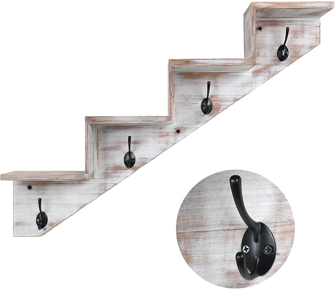 Coat Rack Wall Mount with Shelf, Wall Mounted Rise Wooden shelves - Image 5