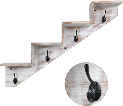 Coat Rack Wall Mount with Shelf, Wall Mounted Rise Wooden shelves - Image 5