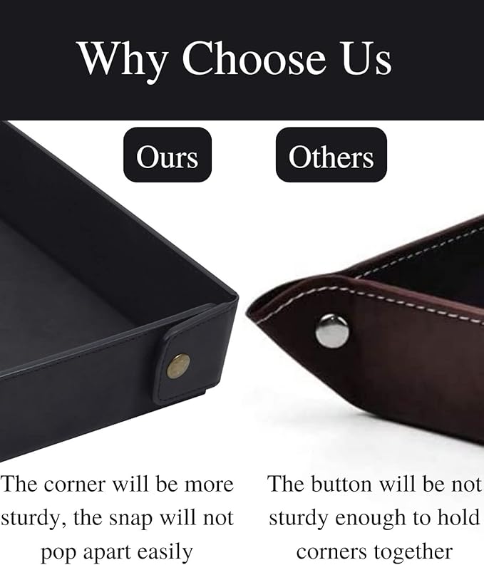 CASIRENA Father's Day Gifts Faux Leather Valet Tray Organizer - Image 3