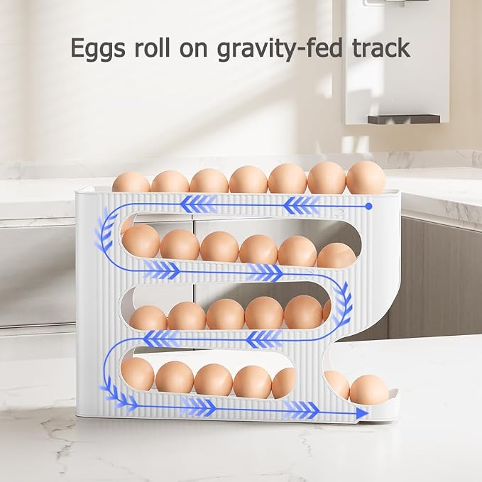Egg Holder for Fridge, Automatic Rolling Egg Dispenser for Refrigerator - Image 3