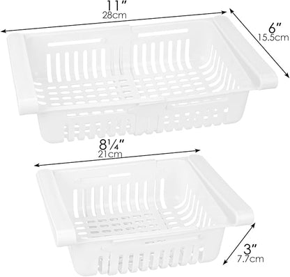 Refrigerator Drawer Organizer 2 Packs Retractable Drawer Refrigerator Storage - Image 4
