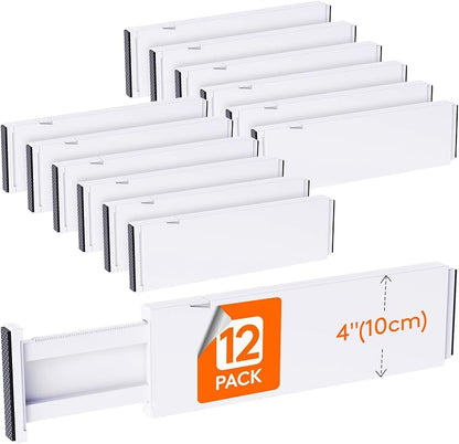 Lifewit 12 Pack Drawer Dividers Plastic 4" High, 13.5-22" Adjustable Drawer by Lifewit