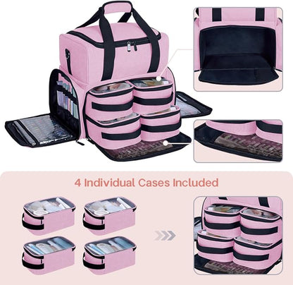 Large Cosmetic Bag with 4 Removable Case and 2 Removable Dividers Double Layer - Image 3
