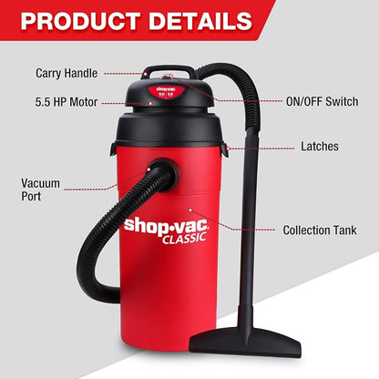 Shop-Vac 5 Gallon 5.5 Peak HP Wet/Dry Vacuum, Wall Mountable Compact Shop Vacuum - Image 4