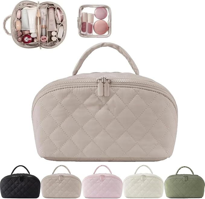 2026 New Travel Makeup Bag, Festivalment Wide Open Lay-Flat Water-Resistant by Unknown