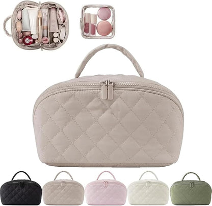 2026 New Travel Makeup Bag, Festivalment Wide Open Lay-Flat Water-Resistant by Unknown