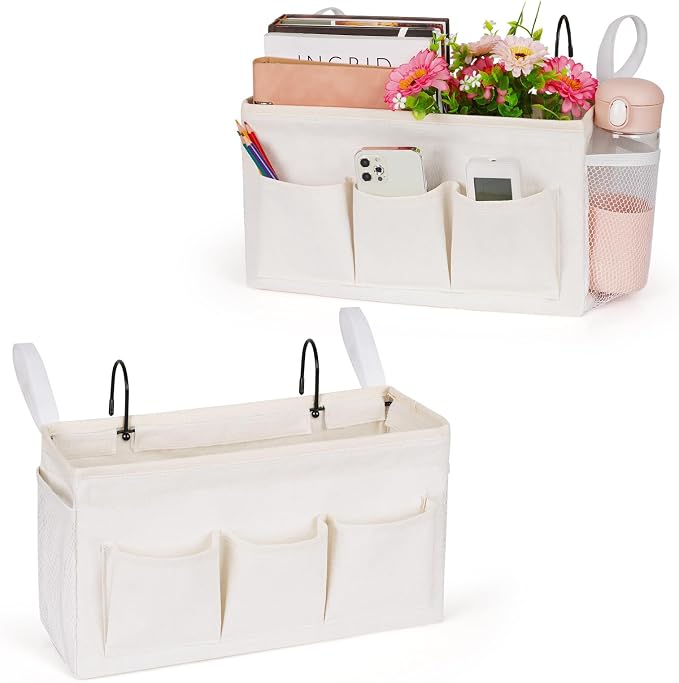 Bedside Caddy Organizer with Fixed Straps and Water Bottle Holder by Lilithye