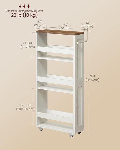 VASAGLE 4-Tier Slide-Out Storage Cart, Slim Kitchen Cart - Image 6